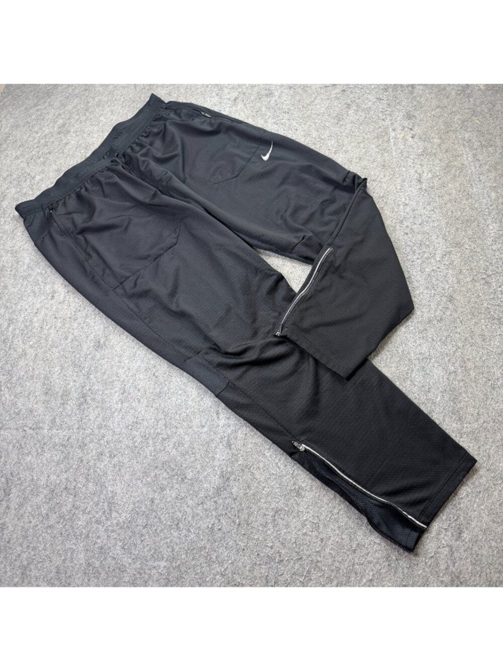 Nike Phenom Elite Running Pants Men XL Black 28" DRI-FIT Knit Ankle Zip